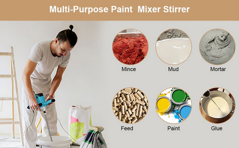 Gluckluz Electric Paint Mixer Stirrer 1400W Handheld Cement Mixer