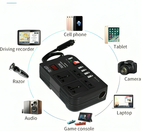 Car Power Inverter, DC 12V to 220V AC Converter