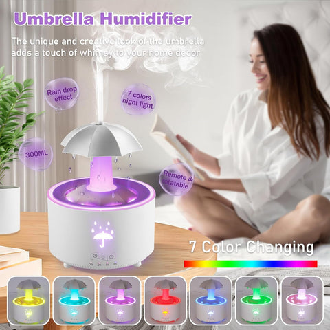 Rain Umbrella Humidifier UAE - Relaxing Rain Sounds & 7 Colors LED Diffuser
