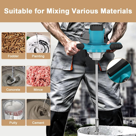 Gluckluz Electric Paint Mixer Stirrer 1400W Handheld Cement Mixer