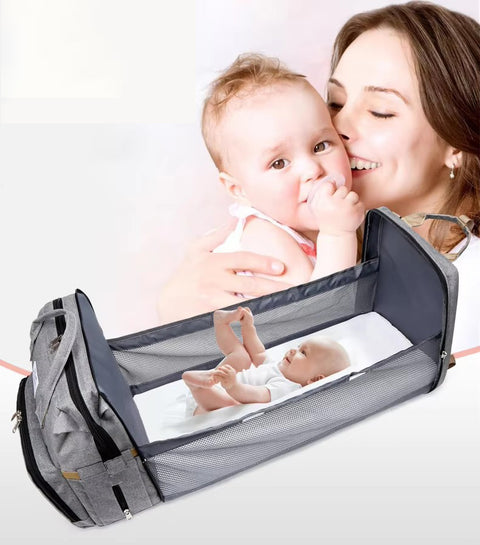 3-in-1 Baby Changing Station – Multifunctional Diaper Bag with Foldable Crib