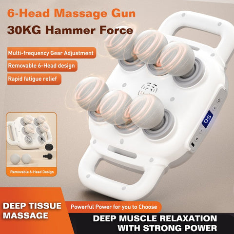 Multifunctional Whole Body Deep Tissue Fascia Massage Gun – 6 Head Muscle Relaxer